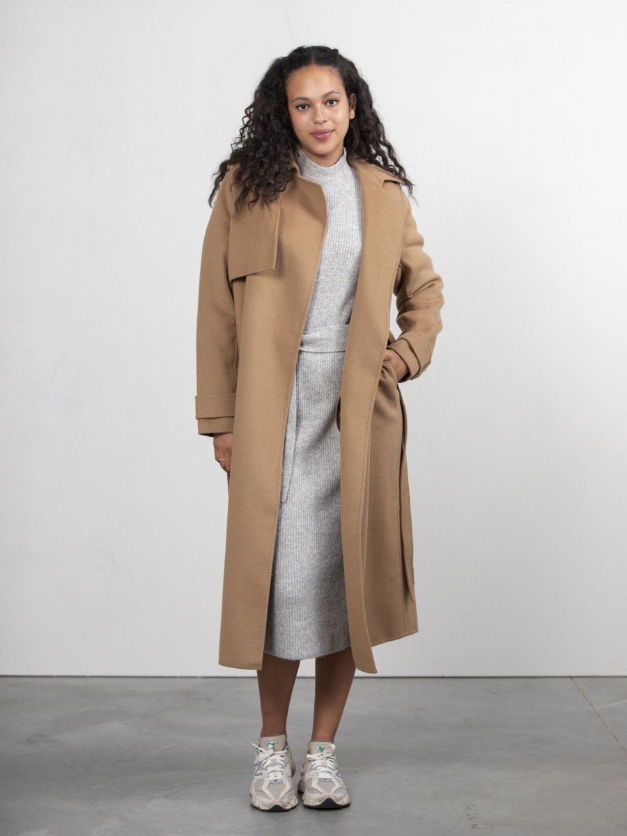 Kleding Edited  | Wollen Trenchcoat Julianne Tigers Eye