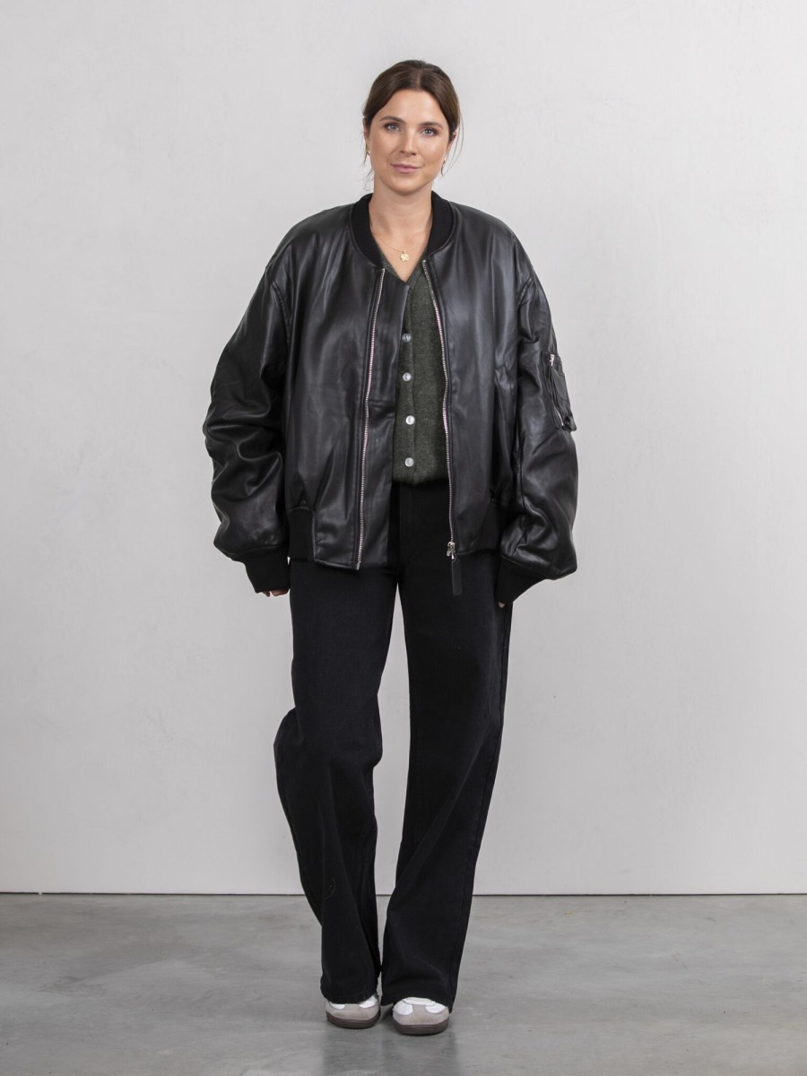 Kleding Le Marais  | Vegan Leren Bomber Noa Black